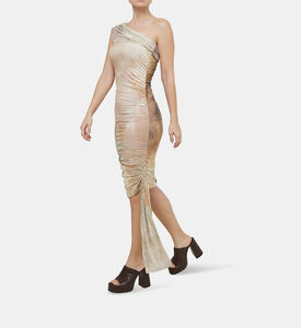 فستان قصير بطيات بكتف واحد