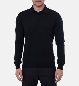 قميص بولو محبوك بسحاب إغلاق