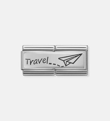 Composable Classic Silver Travel Plane Double Charm