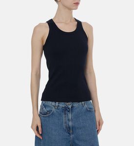 بلوزة قطن بدون أكمام مخططة بشعار