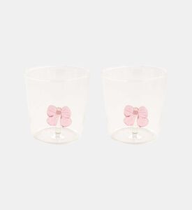 مجموعة أكواب زجاجية بورسليكات بنقشة عقدة قطعتين