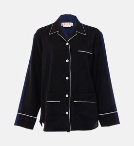 Contrasting Piping Wool Shirt