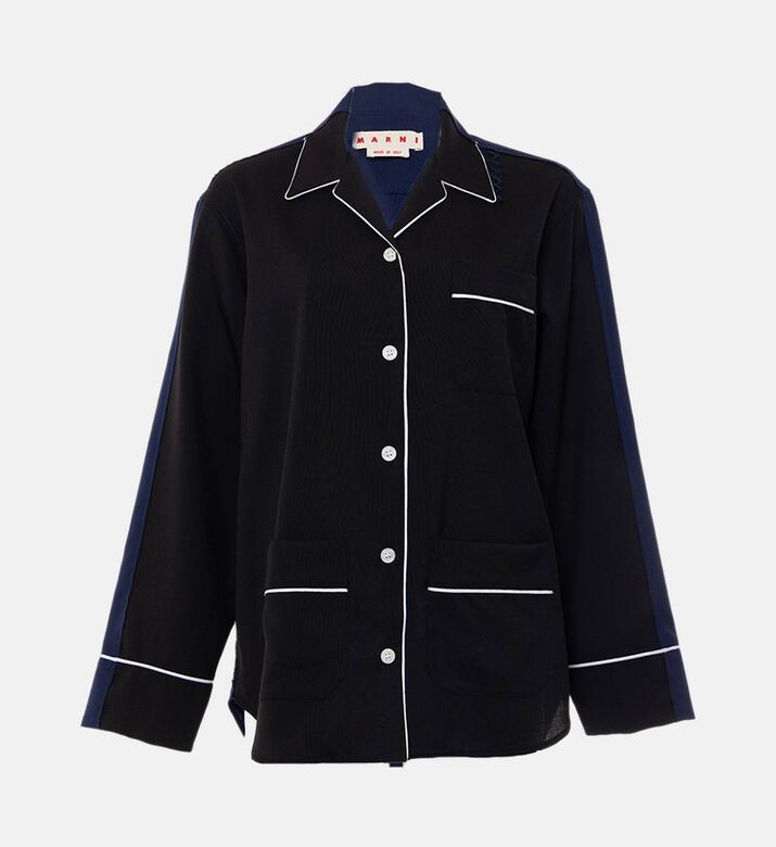 Contrasting Piping Wool Shirt