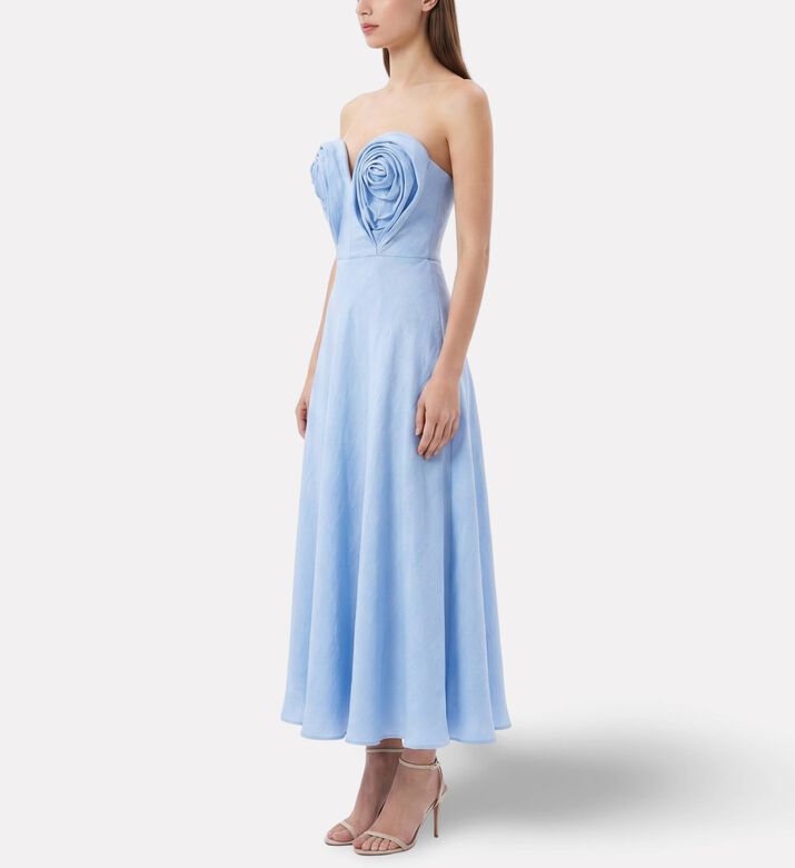 Savanna Linen Draped Sweetheart Dress, Model View