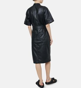 فستان أست متوسط الطول جلد