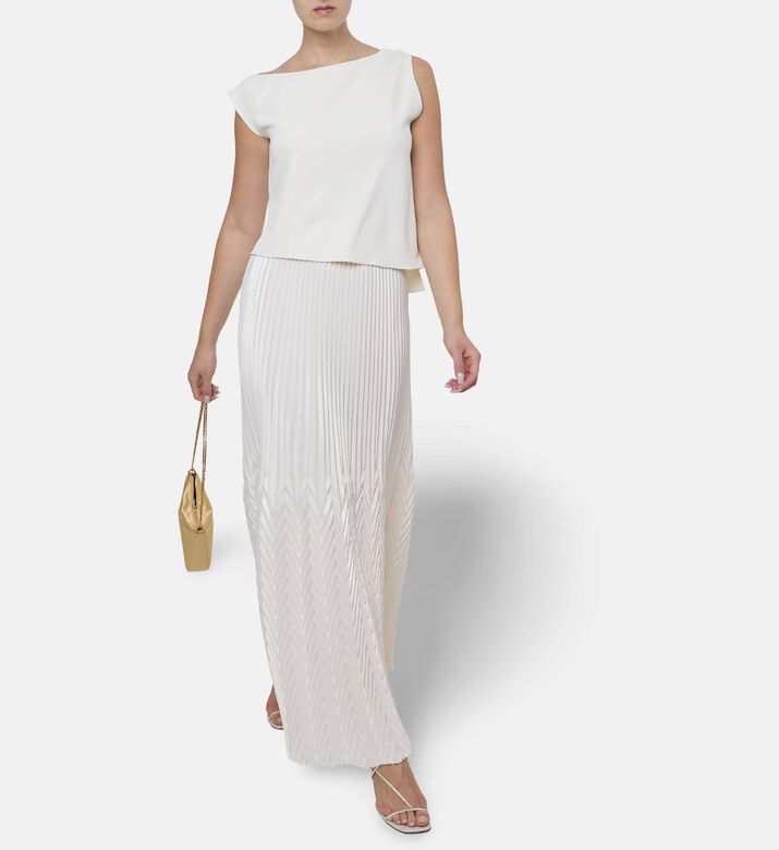 Blue For Burgundy Asymmetric Boat-neck Top, Model View