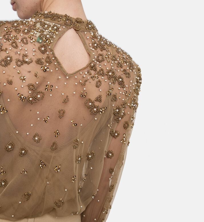 Farm Rio Pearl-embroidery Long-sleeve Blouse, Model View