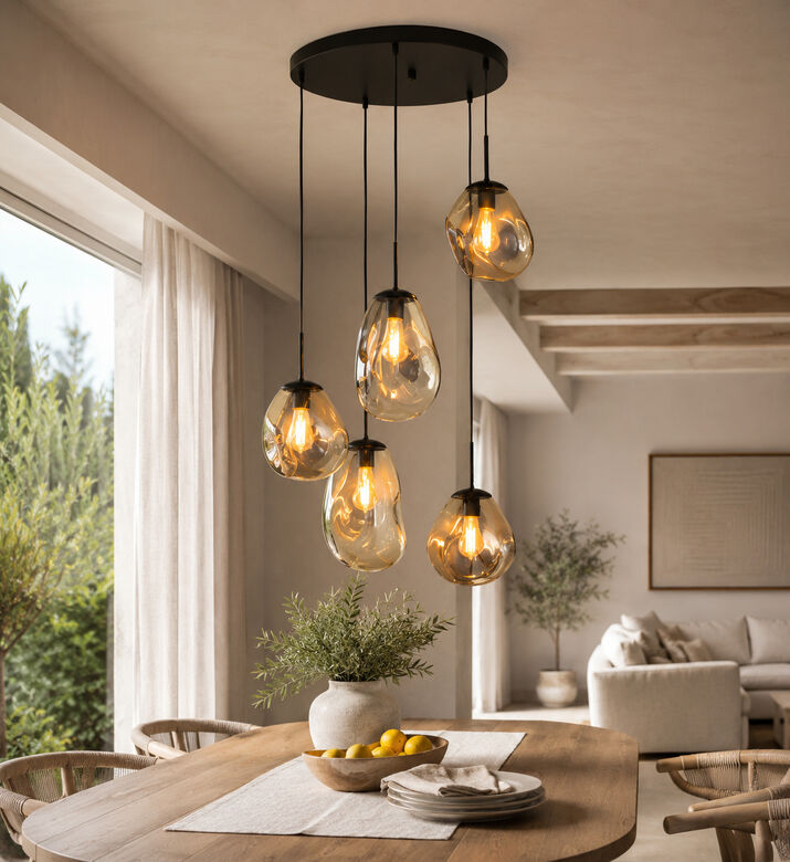 Masterlight Lava 5-organic Glass Ceiling Lamp, Packshot View