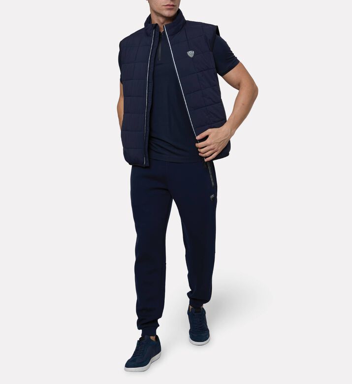 EA7 Premium Shield Logo Half-zip Polo Shirt, Blue, Xl, Model View