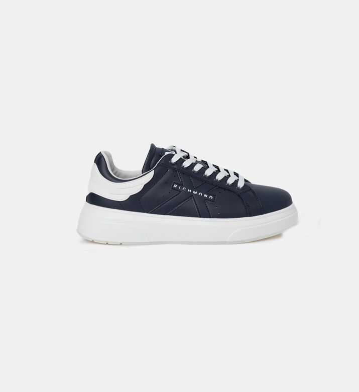 Contrasting Logo Leather Sneakers