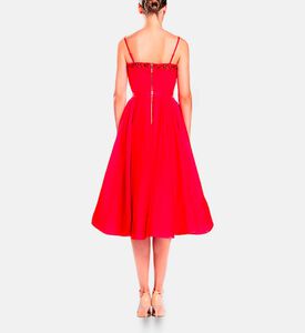 Michael Cinco Hand Beaded-embroidery Corset Midi Dress, Red, Xl, Model View