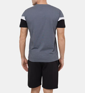 تيشيرت قطن بطبعة لوغو متباين