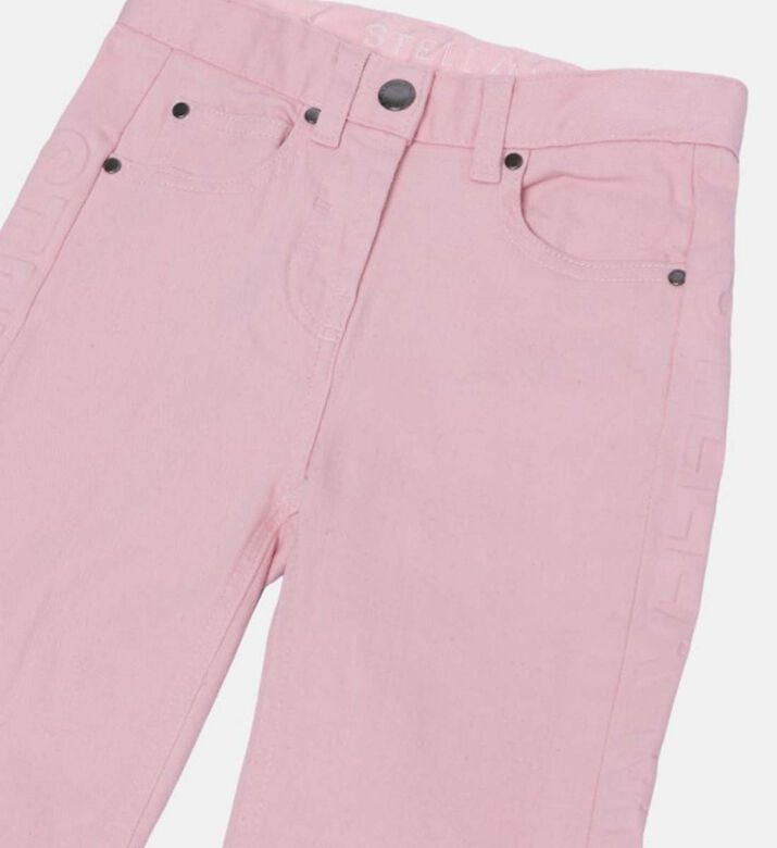 Cotton Embossed Logo Flared Trouser