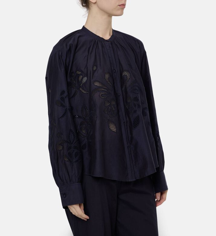 Forte-Forte Floral-embroidery Button Closure Shirt, Model View