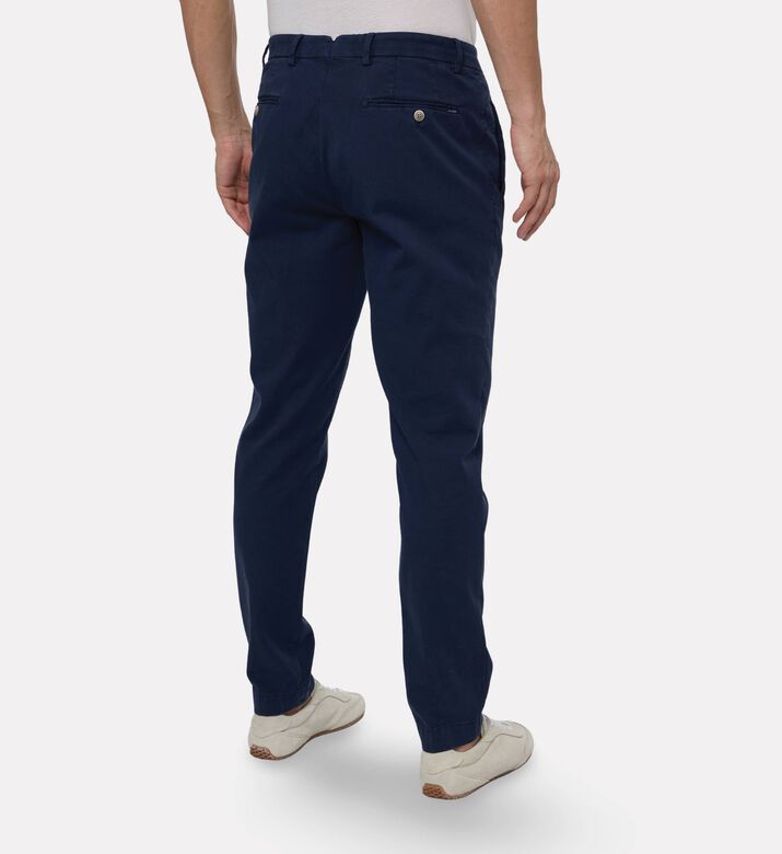 Hackett London Tricotine Button Closure Slip Pockets Pants, Navy, 36, Model View