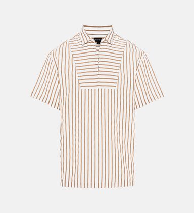 Linen Yoke Striped Short-sleeve Shirt