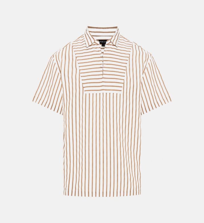 Linen Yoke Striped Short-sleeve Shirt