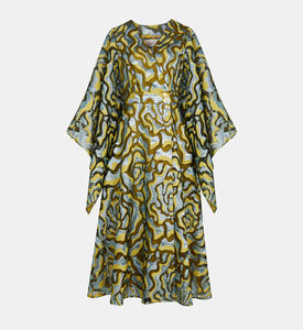 فستان ميدي واسع منقوش