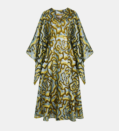 Embossed Flared Midi Dress