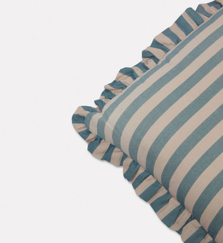 Home Deco and More Linea Ruffled Edge Cushion, Blue, 40x60-cm, Packshot View