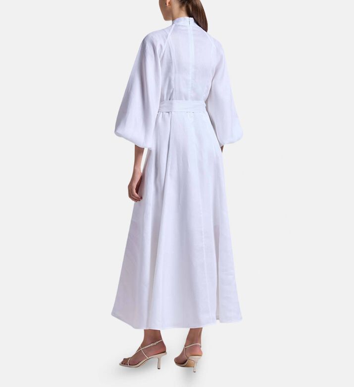Carter and White Classic Button Down Flared Dress, White, M, Model View