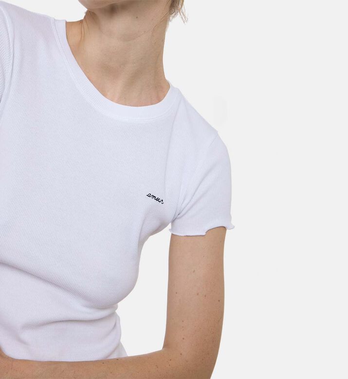 Maison Labiche Folies Rib-knit Scalloped Edges Top, Model View