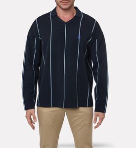 Etudes Embroidered Logo Pinstripe Knit Polo Shirt, Model View