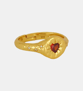 Ottoman Hands Garnet Heart Design Ring, Packshot View