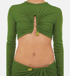 Hip Cut-out Draped Maxi Skirt