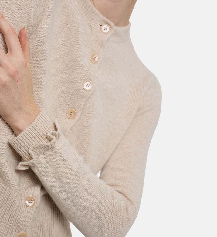 Ba and Sh Buton Closure Ruffle Cuffs Cardigan, Model View Ba and Sh Buton Closure Ruffle Cuffs Cardigan, Model View