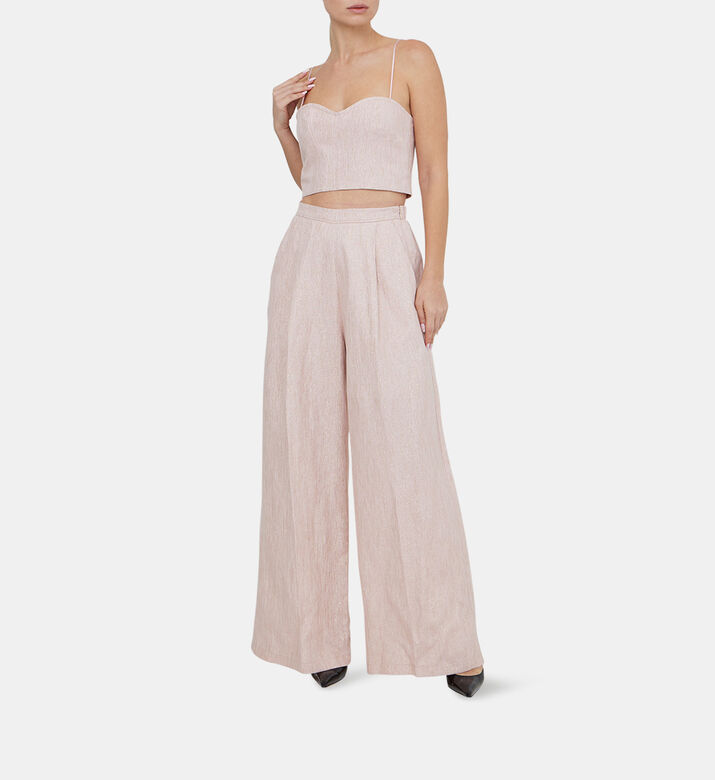 Microcheck Linen Lurex Bustier