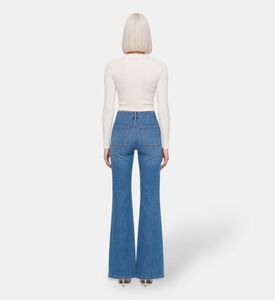 Ba&sh Patch Pockets Flared Denim Pants, Model View