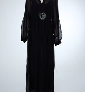 Luisa Spagnoli Pleated Long-sleeve Maxi Dress, Black, M, Packshot View
