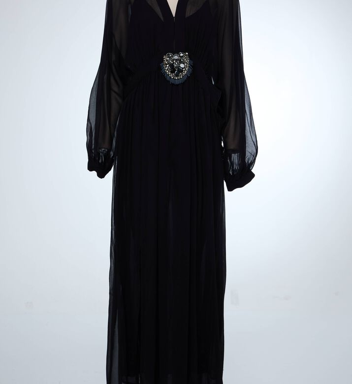 Luisa Spagnoli Pleated Long-sleeve Maxi Dress, Black, M, Packshot View