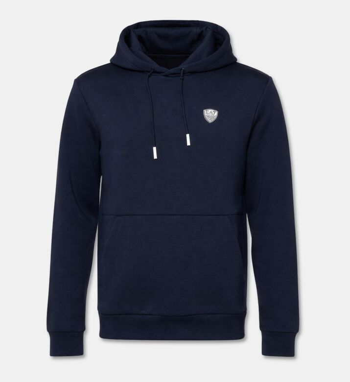 EA7 Logo-badge Hooded Sweatshirt, Blue, L, Packshot View