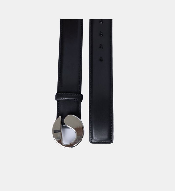 Leather Logo-buckle Slim Belt