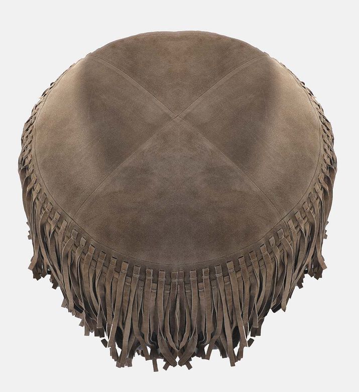 Home Deco and More Willow Suede Leather Round Pouf, Packshot View