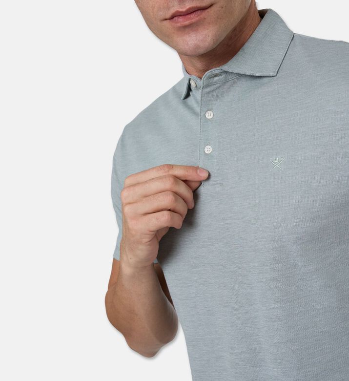 Hackett London Classic Cotton Pique Logo-embroidery Polo, Green, S, Model View