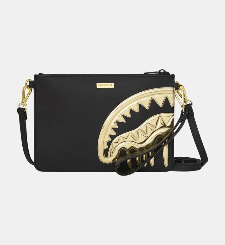 Sprayground Gold Drips Shark Mouth Crossover Clutch, Packshot View