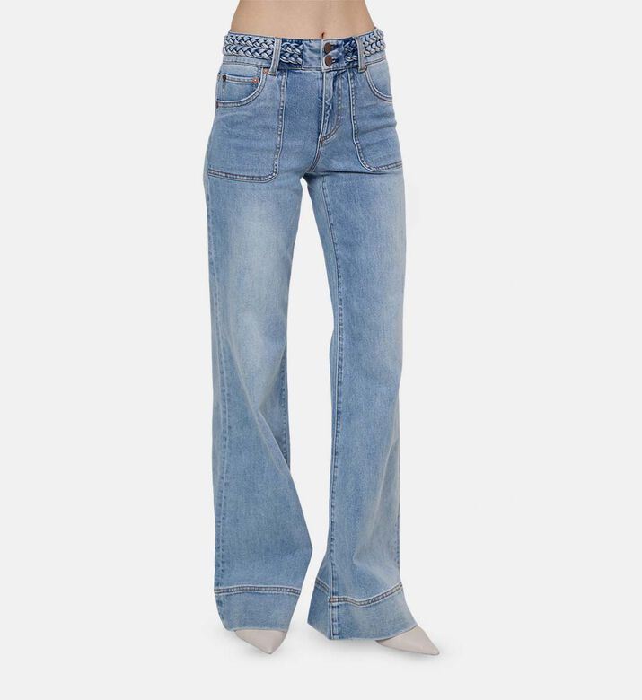 Light-wash High-rise Wide-leg Jeans