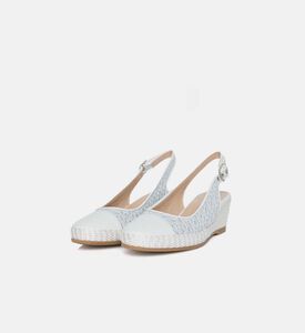 حذاء بكعب ويدج بسير خلفي مفتوح مزين بنقشة