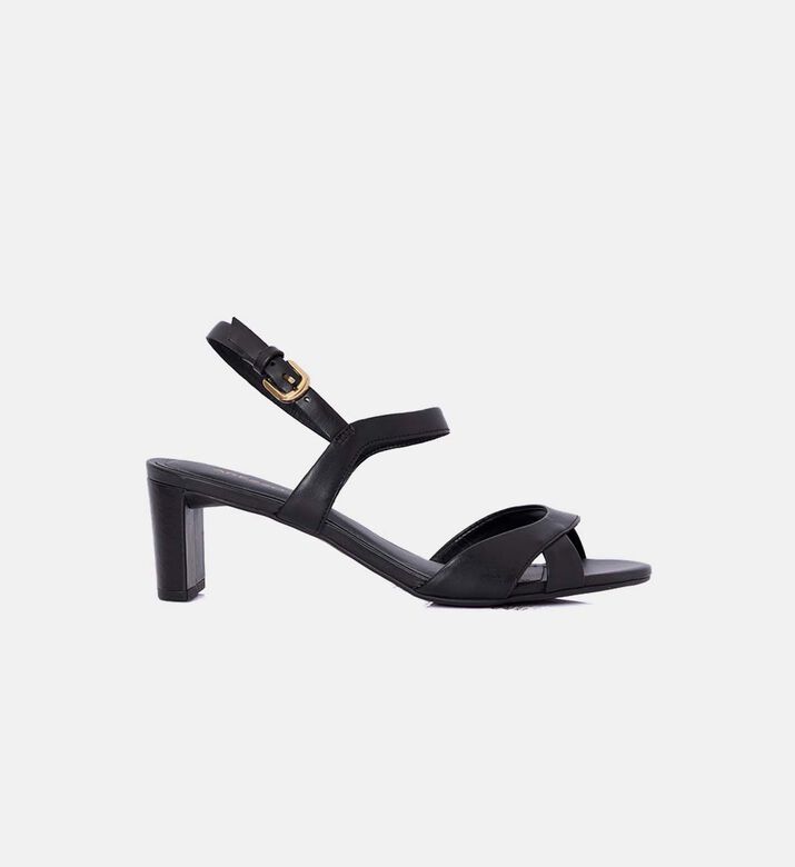 Leather Mid-bock Heel Sandals