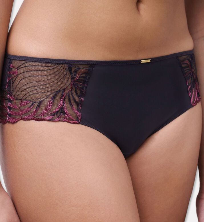 Chantelle Embroidered Tulle Shorty Briefs, Blue, Xl, Model View