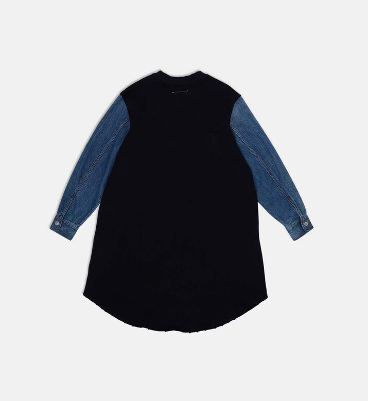 فستان قطن بأكمام بلون مغاير