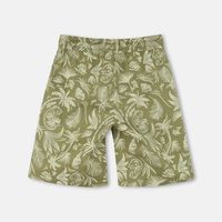 Elastic Waistband Tropical Print Slip Pockets Shorts