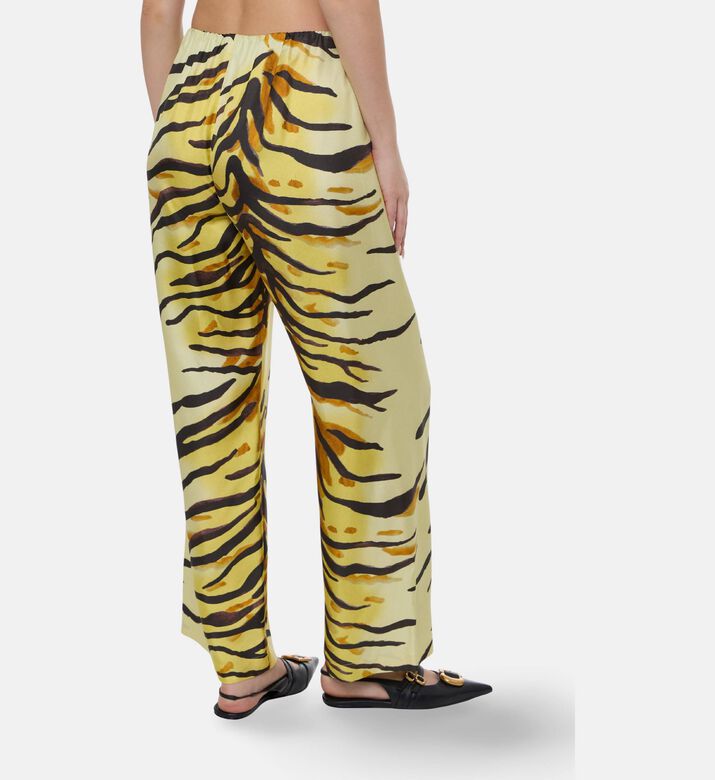 Nanushka Brenda Tiger Twill Silk Trousers, Model View