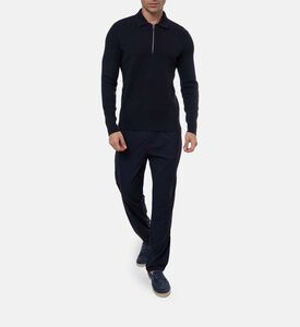 Samsoe Half-zip Long-sleeve Regular-fit Polo Shirt, Model View