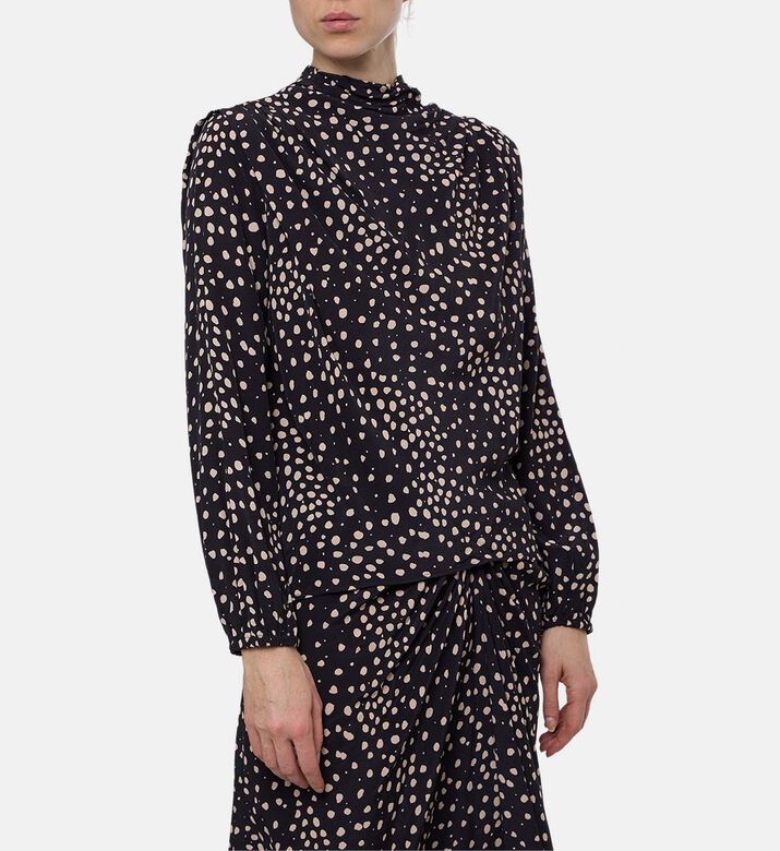 Ba and Sh Polka-dots Long-sleeve Blouse, Model View Ba and Sh Polka-dots Long-sleeve Blouse, Model View