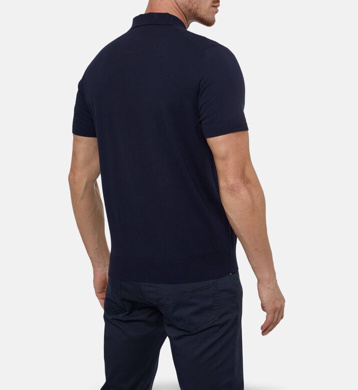 Corneliani Classic Cotton Polo Knit, Navy, 58, Model View