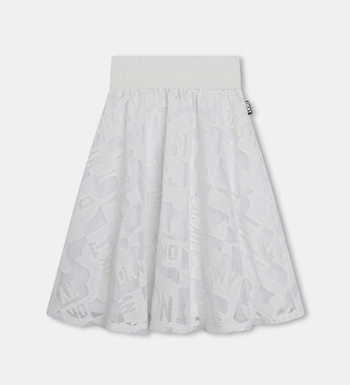 Girl Lace Pleated Midi Skirt